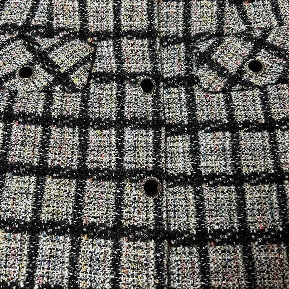 Bagatelle Collection Button Front Black and Confetti Tweed Mini Skirt Sz. M - Picture 13 of 16